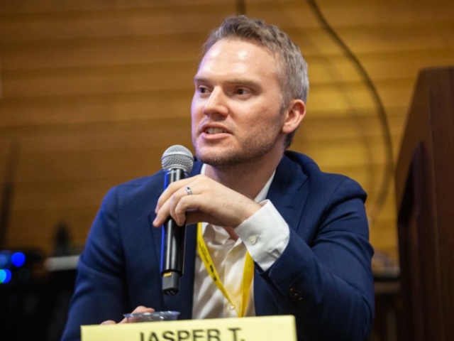 Sci-fi author Jasper T. Scott on the Space Opera panel at 20Books Vegas.