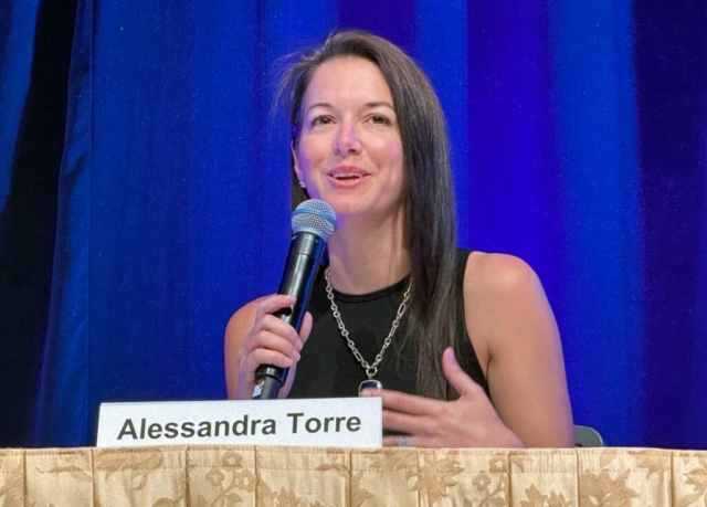 Moderator Alessandra Torre during the thriller panel.