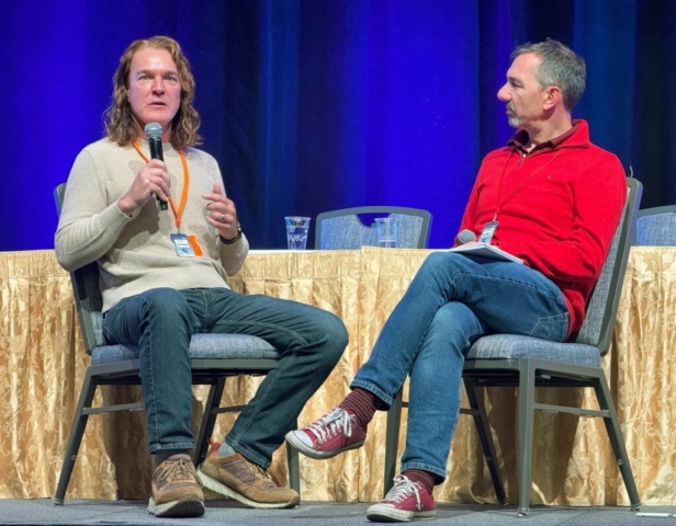 Thriller author J.D. Barker with James Blatch on stage at Author Nation.